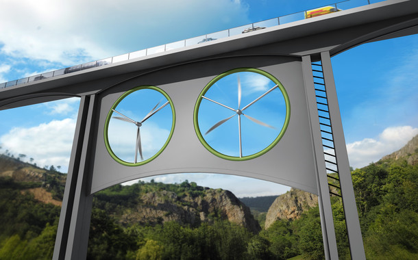  Propuesta para instalar dos turbinas eólicas iguales bajo un viaducto. José Antonio Peñas (Sinc)