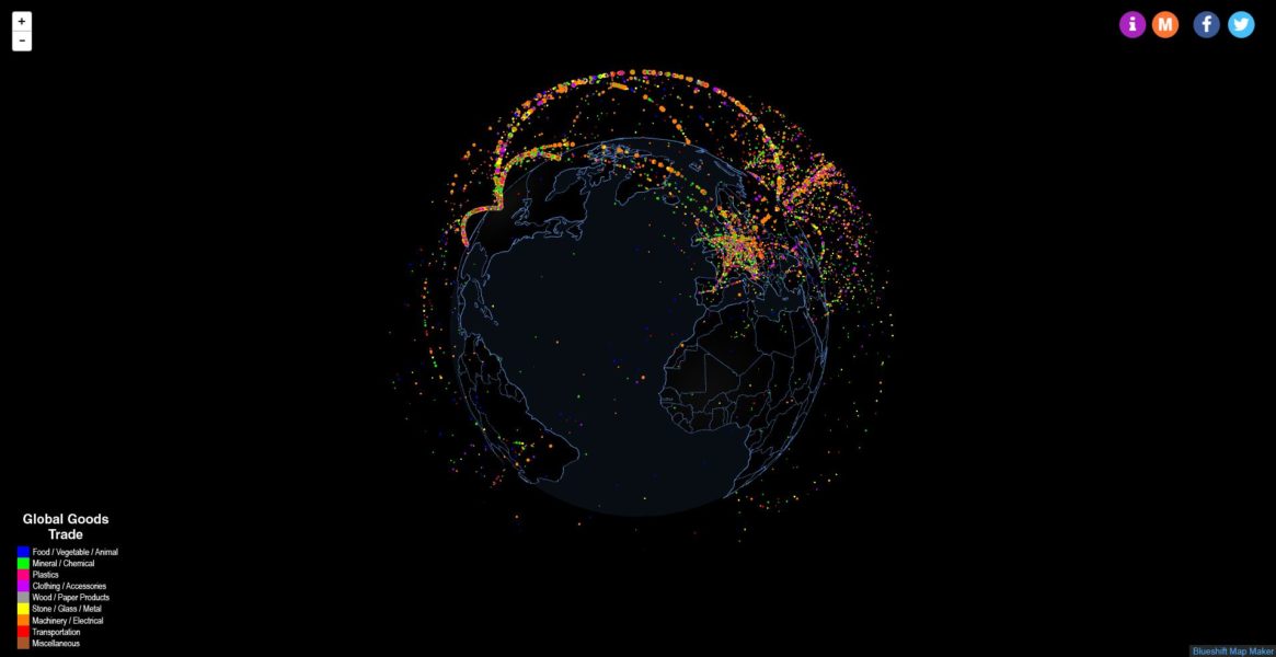 Mapa de los flujos del comercio internacional