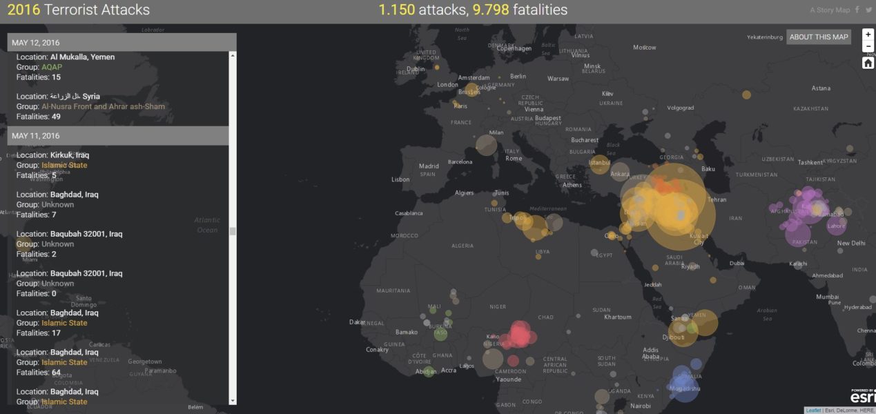 mapa del terrorismo 2016